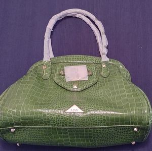 Iman green crocodile satchel